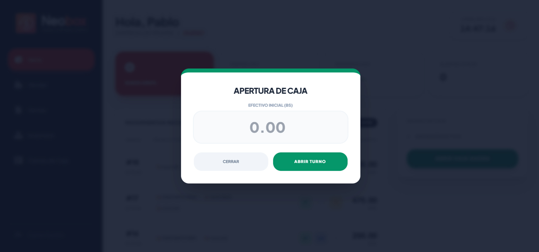 Apertura de caja